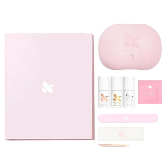 Olive & June Gel Starter Kit – Komplettes Nagelgel-Set für zu Hause mit LED-Lampe, Peel-Off- & Gel-Basecoat, Top Coat & Nagelwerkzeugen | 15-frei, vegan, tierversuchsfrei