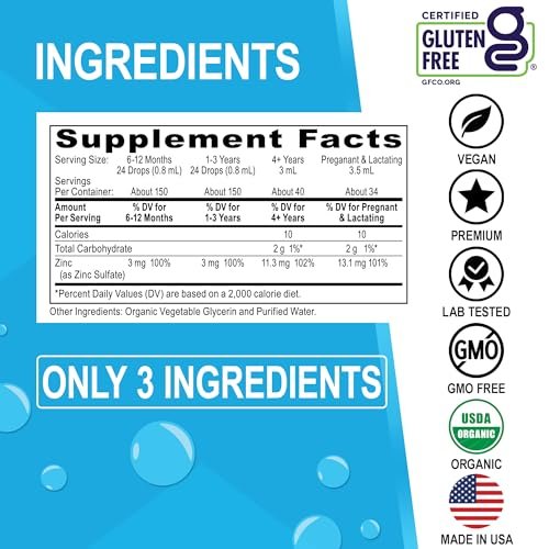 DR. BO Bio-Zink-Tropfen flüssig, organisches ionisches Zink, vegan, für Kinder, Erwachsene, Frauen & Männer, 118 ml (4 oz)