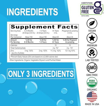 DR. BO Bio-Zink-Tropfen flüssig, organisches ionisches Zink, vegan, für Kinder, Erwachsene, Frauen & Männer, 118 ml (4 oz)