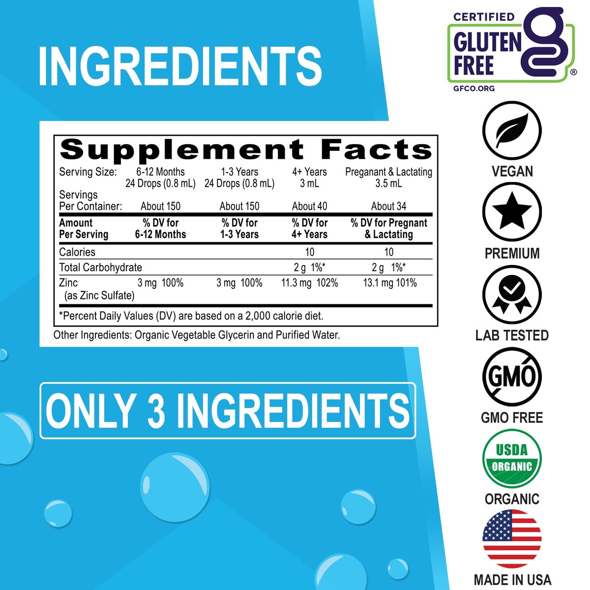 DR. BO Bio-Zink-Tropfen flüssig, organisches ionisches Zink, vegan, für Kinder, Erwachsene, Frauen & Männer, 118 ml (4 oz)