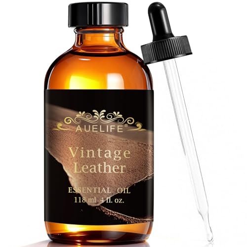 Auelife Vintage Leather 4oz Männliches Duftöl – Lang anhaltendes ätherisches Öl für Diffuser, Kerzen- & Seifenherstellung – Perfektes Geschenk für Männer zum Vatertag & Geburtstag