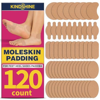 120er-Pack Moleskin-Streifen mit Klebstoff - Blasenprävention-Pads für Fersen, Schuhe und Füße - Beige