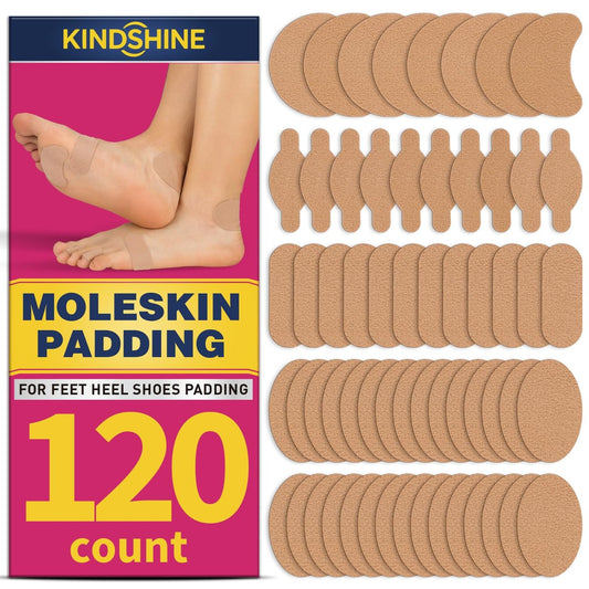 120er-Pack Moleskin-Streifen mit Klebstoff - Blasenprävention-Pads für Fersen, Schuhe und Füße - Beige