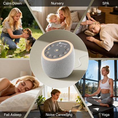 Hotmoon Cocoon 2 Weißes Rauschen Soundmaschine für Schlaf, 40 beruhigende Klänge, 8 Nachtlichter, Timer, für Erwachsene, Büro, Privatsphäre, Plug-in