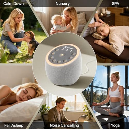 Hotmoon Cocoon 2 Weißes Rauschen Soundmaschine für Schlaf, 40 beruhigende Klänge, 8 Nachtlichter, Timer, für Erwachsene, Büro, Privatsphäre, Plug-in