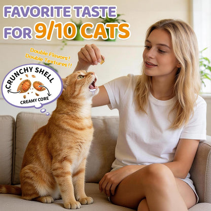Lysin für Katzen, 500 Stück Immununterstützung Kaustücke, L-Lysin Ergänzung mit Kolostrum, Omega-3, lindert Niesen, laufende Nase & obere Atemwege, knusprig & cremig, Huhn-Krill-Geschmack