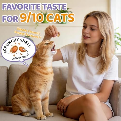 Lysin für Katzen, 500 Stück Immununterstützung Kaustücke, L-Lysin Ergänzung mit Kolostrum, Omega-3, lindert Niesen, laufende Nase & obere Atemwege, knusprig & cremig, Huhn-Krill-Geschmack