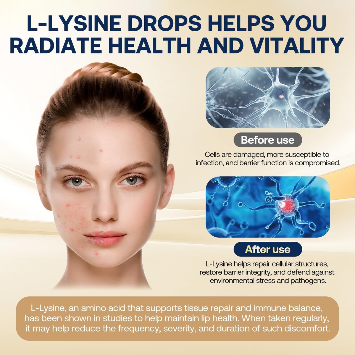 Liposomales L-Lysin 1000 mg flüssige Tropfen, 13-in-1 Lysin Monolaurin Komplex – Olivenblattextrakt mit Vitamin C, B6, D3, B12 & Zink für Kollagen, Lippen-, Haut- und Immununterstützung für Kinder & Erwachsene, 59 ml