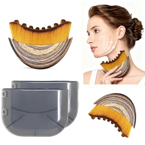 Pukaock 2er Set Lymphatische Kontur-Gesichtsbürste, Kinn- und Kieferlinien-Skulptur-Werkzeug, Drainage-Massagegerät für Gesicht & Hals, ergonomisches Design gegen Schwellungen und Müdigkeit