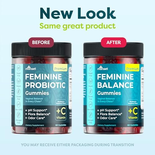 MONSET Feminine Balance Gummies für Frauen – Vaginale Probiotika für pH-Gleichgewicht & Geruchskontrolle – 60 Stück Präbiotika und Probiotika für Frauen – Beerengeschmack