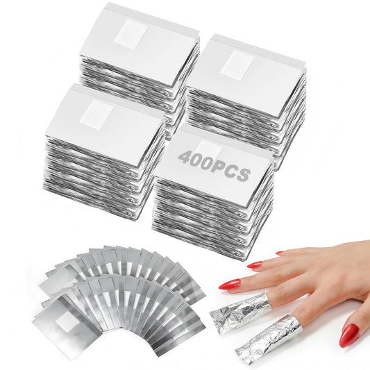 HIWRBDTI 400 Stück Nagelfolien - 2,56 x 3,54 Zoll Gel-Nagellackentferner-Folien für Nägel, Soak-Off-Folien mit vorgelagerten fusselfreien Wattepads für Zuhause und Salon