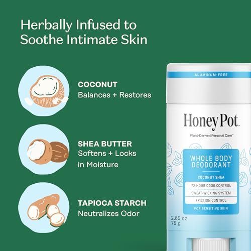 Honey Pot – Ganzkörper-Deodorant mit Kokosnuss & Sheabutter für Frauen – Aluminiumfrei – 72h Geruchskontrolle – Schweißabweisend – Ohne Parabene & Sulfate – 75 g