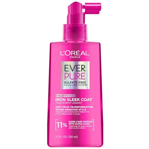 L'Oreal Paris EverPure Iron Sleek Coat Haarbehandlung - Sulfatfrei, Frizz-Kontrolle & Feuchtigkeitsschutz, Semi-Permanentes Glättungsspray, 150 ml