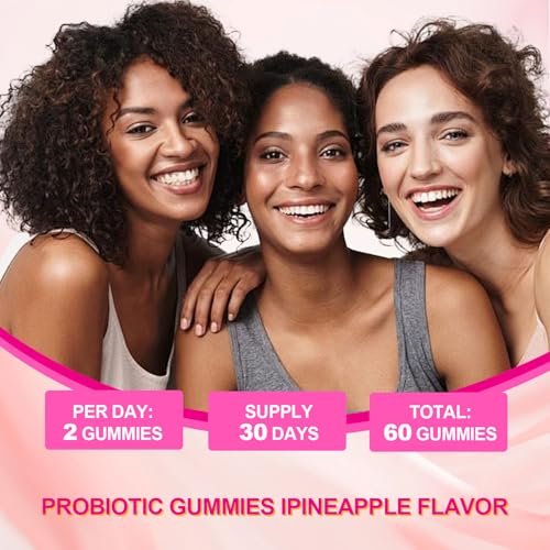 BIGBIO Feminin Probiotikum Gummis, Ulme für Frauen, Vaginalgesundheit, pH-Balance, Geruchskontrolle, Hefegleichgewicht, Flora-Immununterstützung, Zuckerfrei, Vegan, Ananasgeschmack, 60 Stück