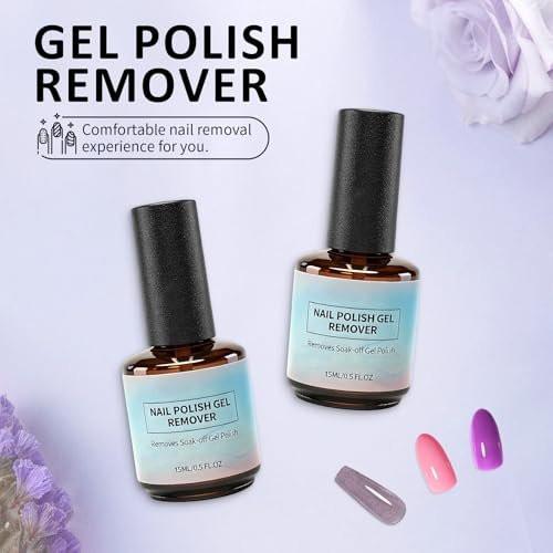 UAOE Gel Nagellack Entferner Set, 2 Stück Magic Gel Entferner für Nägel mit Werkzeugen, Professioneller Gel Nagellack Entferner, kein Einweichen oder Einwickeln, schnell und einfach entfernt - 15 ml