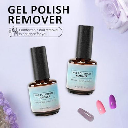 UAOE Gel Nagellack Entferner Set, 2 Stück Magic Gel Entferner für Nägel mit Werkzeugen, Professioneller Gel Nagellack Entferner, kein Einweichen oder Einwickeln, schnell und einfach entfernt - 15 ml