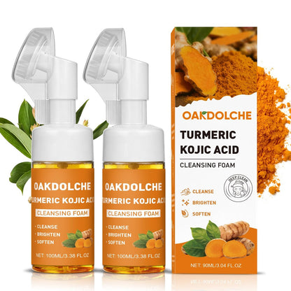 OAKDOLCHE 2er-Pack Kurkuma-Gesichtsreiniger mit Bürste, Kurkuma-Gesichtswäsche, Tiefenpeeling für alle Hauttypen, 3,04 Fl Oz/St.