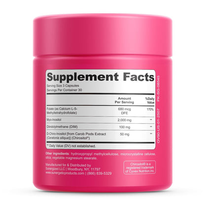 Premium Ovarian Health Support Supplement – Hormonbalance, Eisprung & Zyklusregulierung - Myo-Inositol & D-Chiro Inositol für Frauen – 40:1 Inositol-Verhältnis mit Folat & DIM – 90 Kapseln