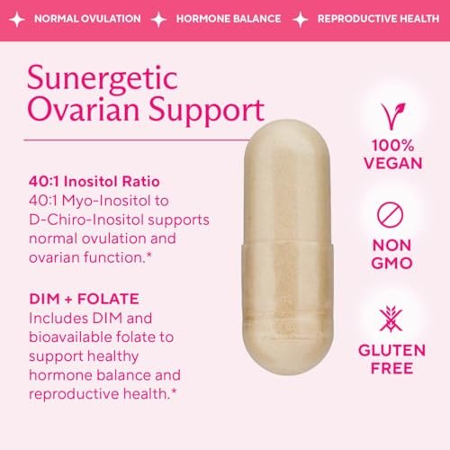 Premium Ovarian Health Support Supplement – Hormonbalance, Eisprung & Zyklusregulierung - Myo-Inositol & D-Chiro Inositol für Frauen – 40:1 Inositol-Verhältnis mit Folat & DIM – 90 Kapseln