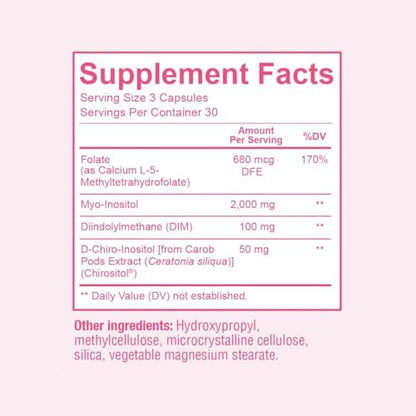 Premium Ovarian Health Support Supplement – Hormonbalance, Eisprung & Zyklusregulierung - Myo-Inositol & D-Chiro Inositol für Frauen – 40:1 Inositol-Verhältnis mit Folat & DIM – 90 Kapseln