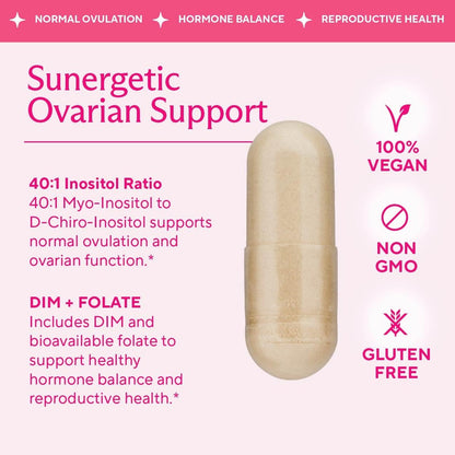 Premium Ovarian Health Support Supplement – Hormonbalance, Eisprung & Zyklusregulierung - Myo-Inositol & D-Chiro Inositol für Frauen – 40:1 Inositol-Verhältnis mit Folat & DIM – 90 Kapseln