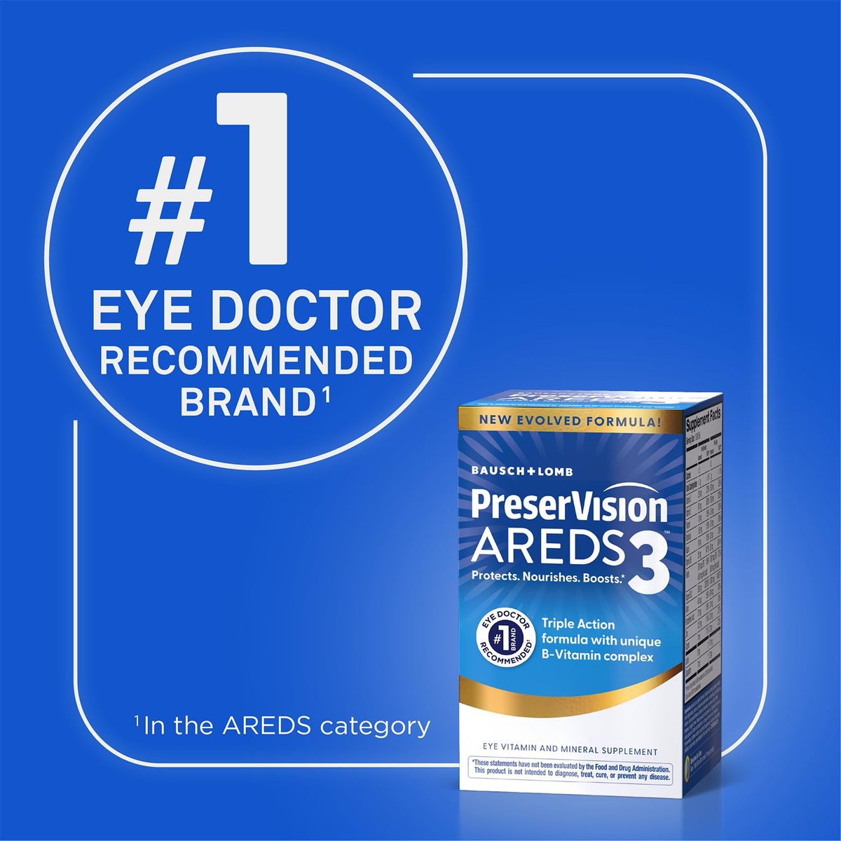 PreserVision AREDS3 Augenvitamine – Nr. 1 von Augenärzten empfohlen, AREDS-2-Formel mit 8 B-Vitamin-Komplex, 3-in-1 Makula-Nahrungsergänzung, 60 Softgels