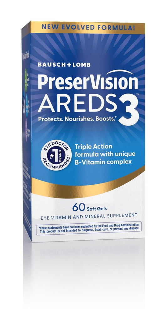 PreserVision AREDS3 Augenvitamine – Nr. 1 von Augenärzten empfohlen, AREDS-2-Formel mit 8 B-Vitamin-Komplex, 3-in-1 Makula-Nahrungsergänzung, 60 Softgels