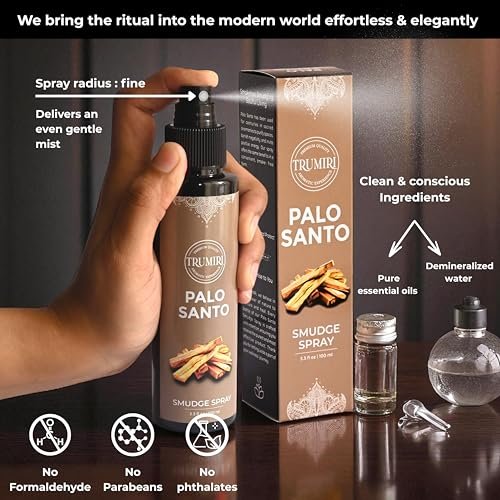 Palo Santo Raumspray für negative Energie Reinigung – Ungiftiger natürlicher Raumspray mit Palo Santo ätherischem Öl – Sicheres Körperspray für Smudge Kit