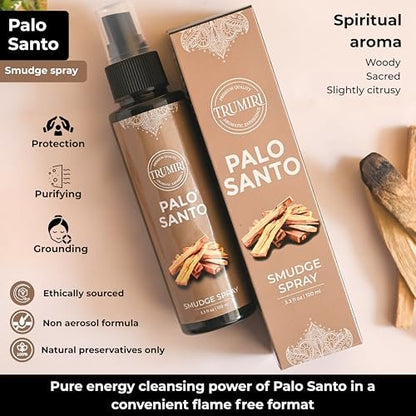 Palo Santo Raumspray für negative Energie Reinigung – Ungiftiger natürlicher Raumspray mit Palo Santo ätherischem Öl – Sicheres Körperspray für Smudge Kit