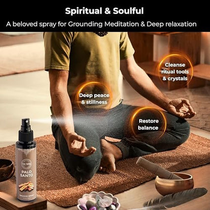 Palo Santo Raumspray für negative Energie Reinigung – Ungiftiger natürlicher Raumspray mit Palo Santo ätherischem Öl – Sicheres Körperspray für Smudge Kit