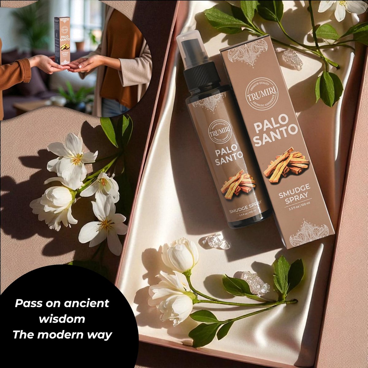Palo Santo Raumspray für negative Energie Reinigung – Ungiftiger natürlicher Raumspray mit Palo Santo ätherischem Öl – Sicheres Körperspray für Smudge Kit
