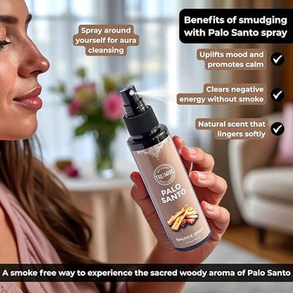 Palo Santo Raumspray für negative Energie Reinigung – Ungiftiger natürlicher Raumspray mit Palo Santo ätherischem Öl – Sicheres Körperspray für Smudge Kit