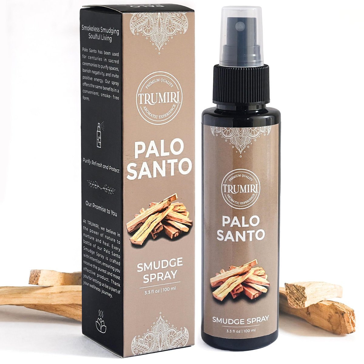 Palo Santo Raumspray für negative Energie Reinigung – Ungiftiger natürlicher Raumspray mit Palo Santo ätherischem Öl – Sicheres Körperspray für Smudge Kit