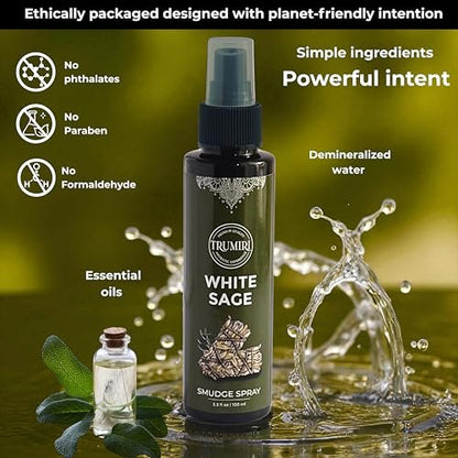 Weißer Salbei Spray für spirituelle Reinigung, negative Energie und Schutz – Smudge Spray aus natürlichem, nicht giftigem Salbei-Öl – Salvia Blanca para Limpiar