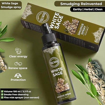 Weißer Salbei Spray für spirituelle Reinigung, negative Energie und Schutz – Smudge Spray aus natürlichem, nicht giftigem Salbei-Öl – Salvia Blanca para Limpiar