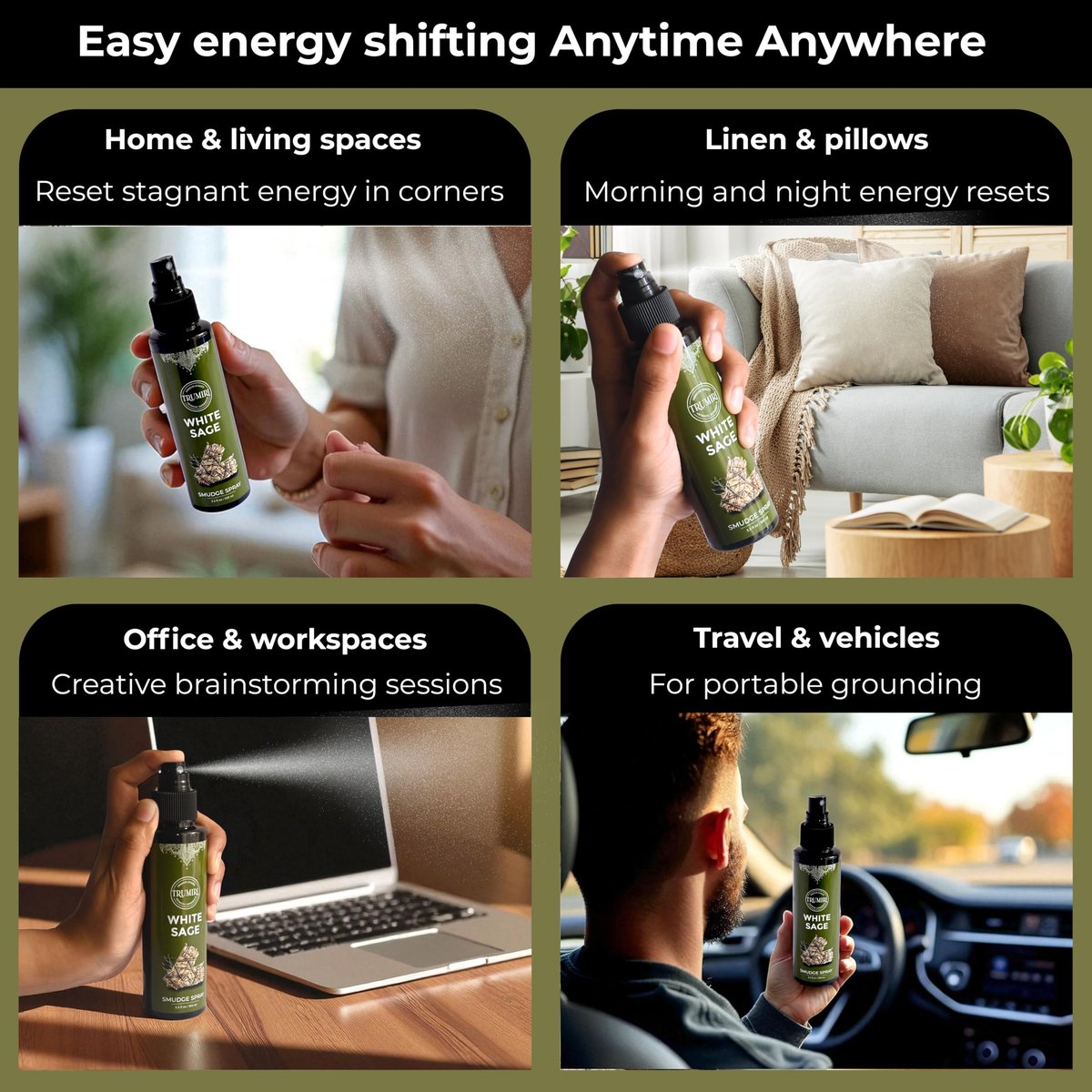 Weißer Salbei Spray für spirituelle Reinigung, negative Energie und Schutz – Smudge Spray aus natürlichem, nicht giftigem Salbei-Öl – Salvia Blanca para Limpiar