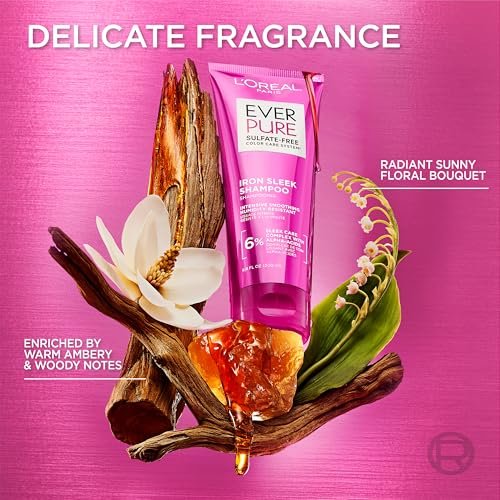 L'Oréal Paris EverPure Iron Sleek Glättendes Shampoo und Spülung – Sulfatfreie Formel mit Alpha-Säuren für Frizz-Kontrolle und Feuchtigkeitsschutz, 1 Kit (2 x 200 ml)