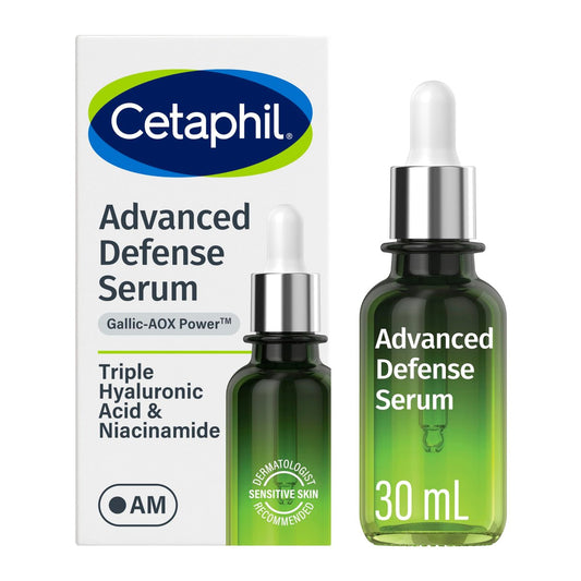 CETAPHIL Advanced Defence Serum für gestresste empfindliche Haut mit Gallussäure & Vitamin E, AM Gesichtsserum, stärkt die Haut gegen tägliche Stressfaktoren, dermatologisch empfohlen, 30 ml Tropfflasche