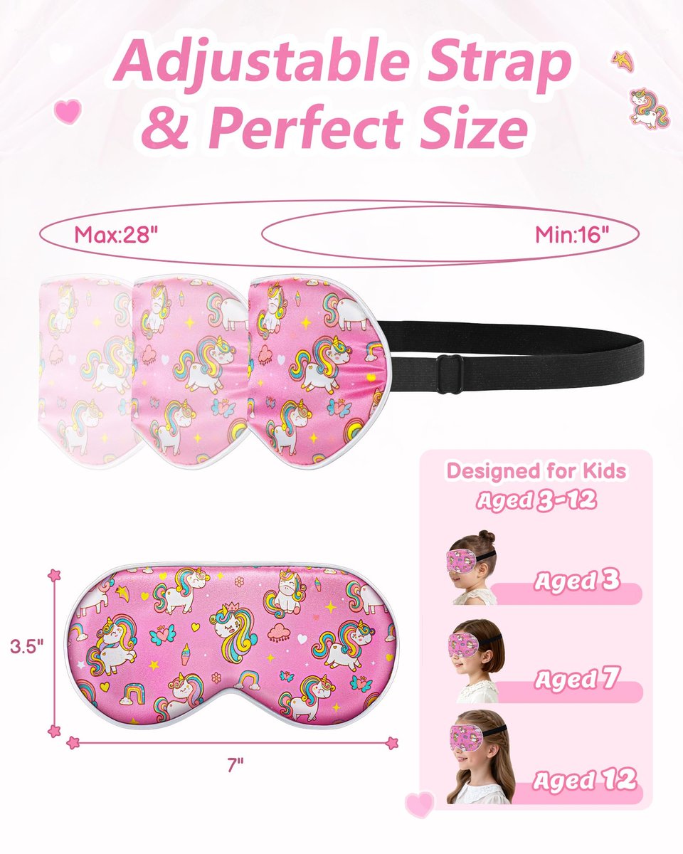 BeeVines Kinder 100% Echte Maulbeerseide Schlafmaske 2er-Pack, Original Design Reine Seide Schlafaugenmasken für Mädchen, Hautfreundliche Blackout Augenabdeckung, Verstellbares Band, Reduziert Schwellungen, Reisegeschenke