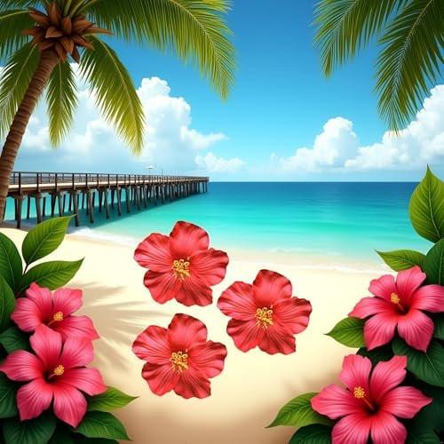 3er-Set Rote Hawaiianische Blumen-Haarklammern für Frauen – 8 cm Stoffblumen für Boho-Frisuren, Hochzeit, Strandparty, Tänzer & Braut