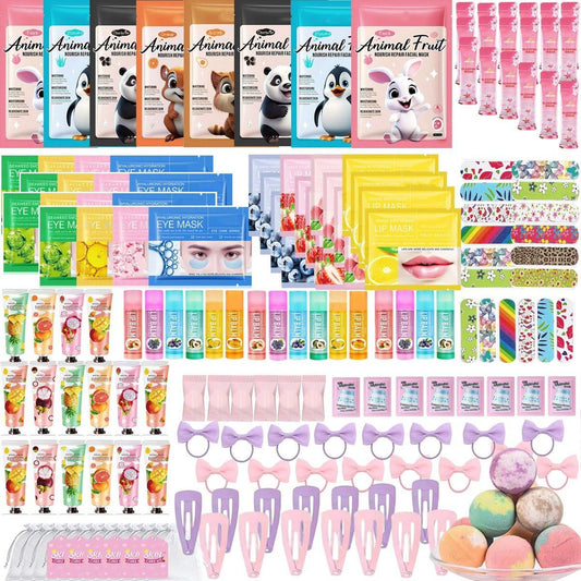 224-teiliges Spa-Party-Set für Mädchen – Gesichtsmasken, Handcreme, Lippenmasken, Fußbomben, Gesichtscreme – Perfekt für Geburtstags- und Übernachtungspartys