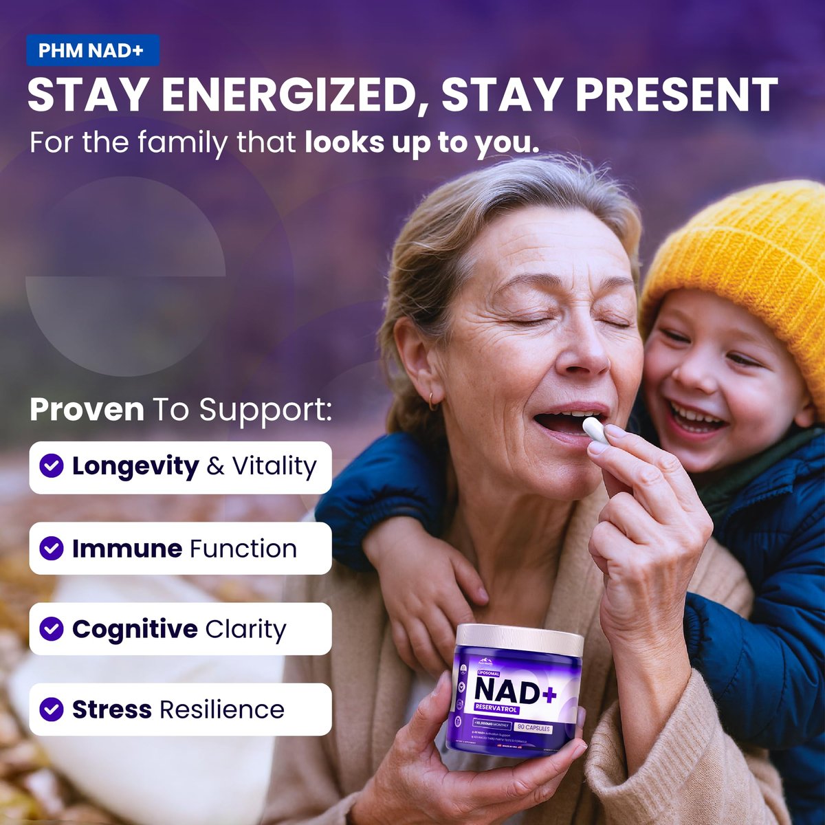 PURE HEALTH MAX PHM NAD Resveratrol Supplement – NAD+ Liposomale Kapseln für Männer und Frauen | NMN & NMNH Alternative | 90 Kapseln, 1,5 Monate Vorrat
