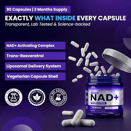 PURE HEALTH MAX PHM NAD Resveratrol Supplement – NAD+ Liposomale Kapseln für Männer und Frauen | NMN & NMNH Alternative | 90 Kapseln, 1,5 Monate Vorrat
