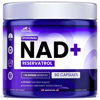 PURE HEALTH MAX PHM NAD Resveratrol Supplement – NAD+ Liposomale Kapseln für Männer und Frauen | NMN & NMNH Alternative | 90 Kapseln, 1,5 Monate Vorrat
