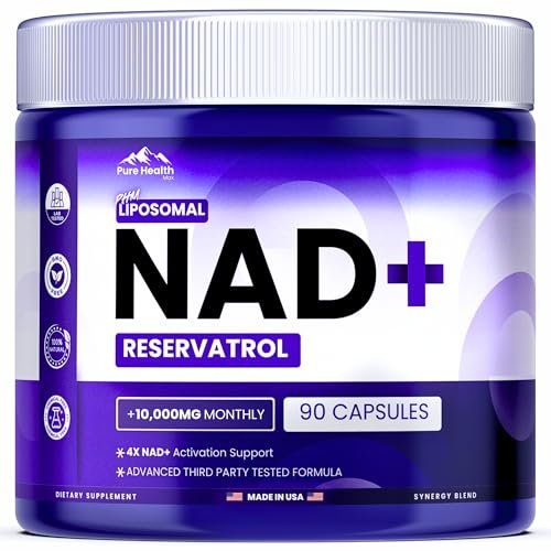 PURE HEALTH MAX PHM NAD Resveratrol Supplement – NAD+ Liposomale Kapseln für Männer und Frauen | NMN & NMNH Alternative | 90 Kapseln, 1,5 Monate Vorrat