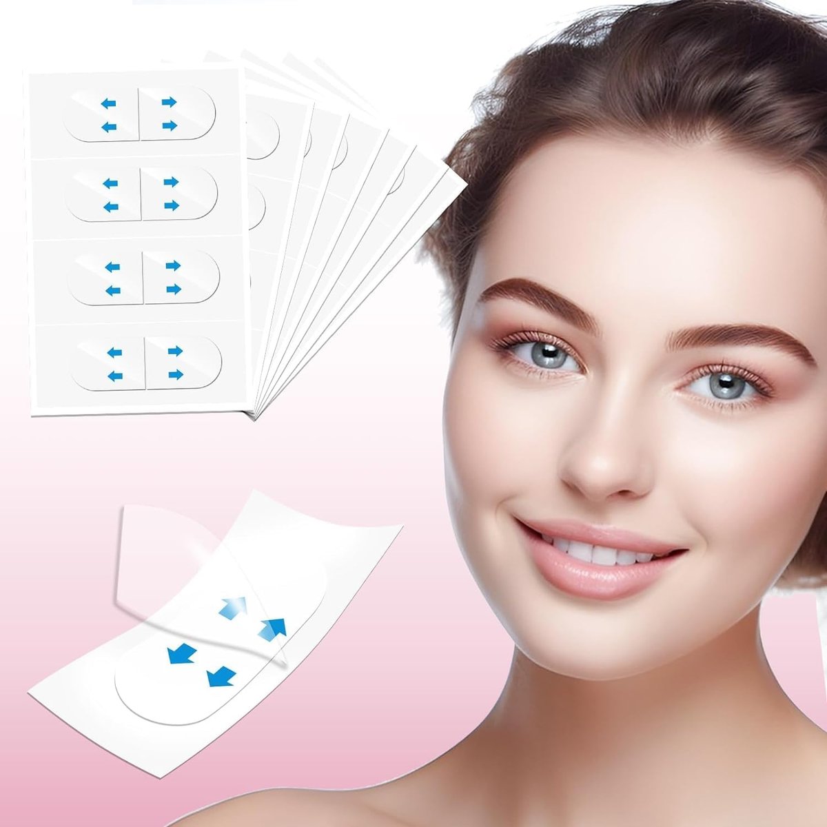 LadPemo Halsband Tape Lifting Unsichtbar, Face Lift Tape Unsichtbar, Facelift Gesichtsstraffer Streifen Lift Truthahn Hals, V-Kante Patches für sofortige Straffung & Festigung von schlaffer Haut/losen Haut/Falten/Kinn/Augen