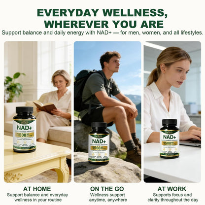 BUIUYLT NAD+ Supplement 1500mg - Nicotinamid-Ribosid mit Resveratrol, Urolithin A, CoQ10 & Quercetin - NAD Plus für zelluläre Energie, gesundes Altern & Ausdauer für Frauen & Männer - 120 Kapseln