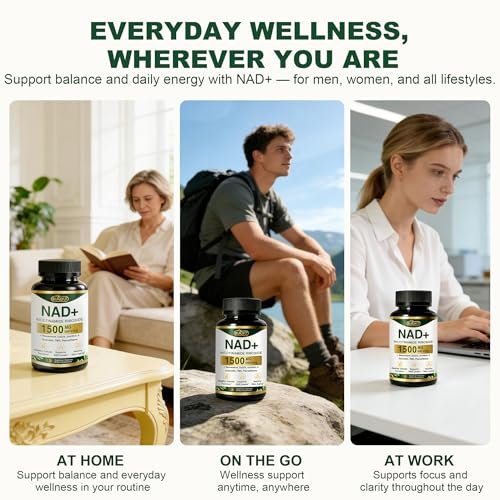 BUIUYLT NAD+ Supplement 1500mg - Nicotinamid-Ribosid mit Resveratrol, Urolithin A, CoQ10 & Quercetin - NAD Plus für zelluläre Energie, gesundes Altern & Ausdauer für Frauen & Männer - 120 Kapseln