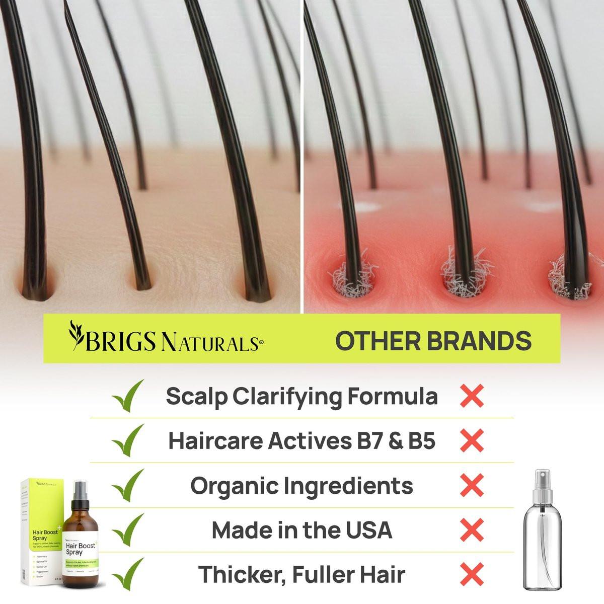 Brigs Naturals Haarspray für dichteres Haar und gesunde Kopfhaut – Hergestellt in den USA mit Bio-Botanicals, Rosmarinwasser, Pfefferminze, Biotin, Batana-Öl, Koffein und Pflegewirkstoffen
