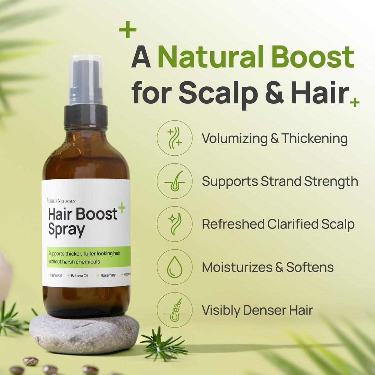 Brigs Naturals Haarspray für dichteres Haar und gesunde Kopfhaut – Hergestellt in den USA mit Bio-Botanicals, Rosmarinwasser, Pfefferminze, Biotin, Batana-Öl, Koffein und Pflegewirkstoffen
